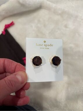 kate spade Brown Crystal Stud Earrings in Gold-Tone Setting